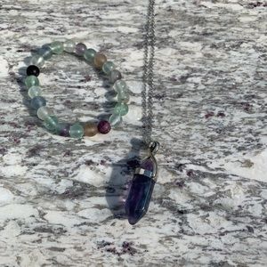 Flourite pendulum and bracelet